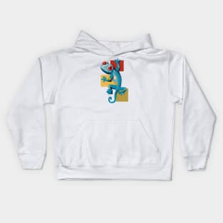 Cute Blue Gecko Kids Hoodie